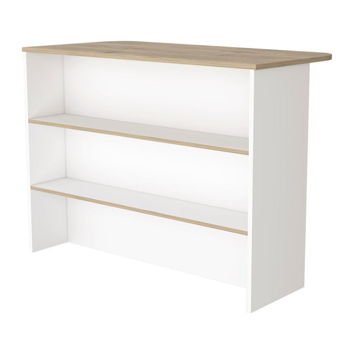 47" Kitchen Island With Storage - White / Natural