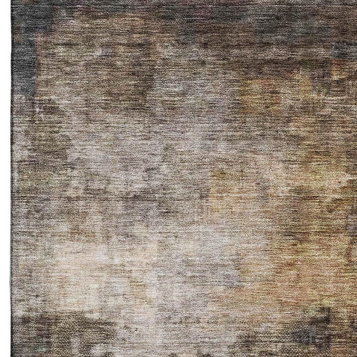 10' X 14' Abstract Washable Area Rug With UV Protection (688382) - Charcoal / Gold / Beige