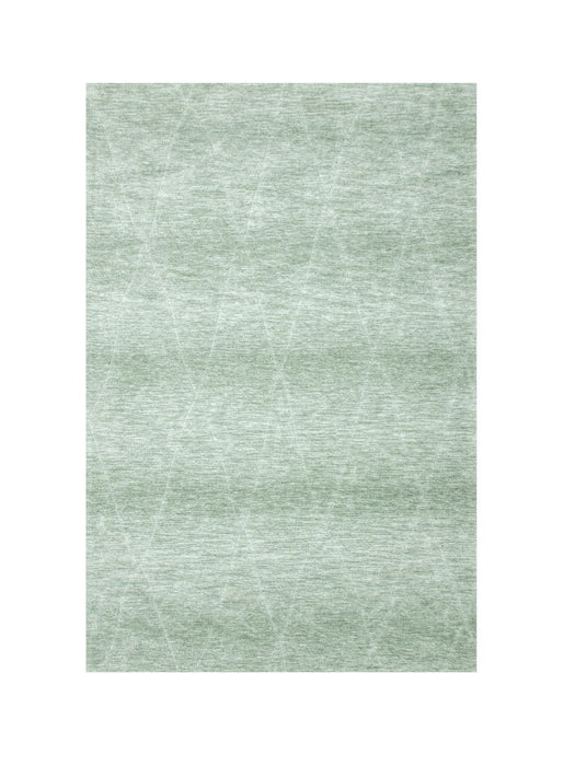 7' x 10' Geometric Power Loom Distressed Non Skid Area Rug - Green And Ivory