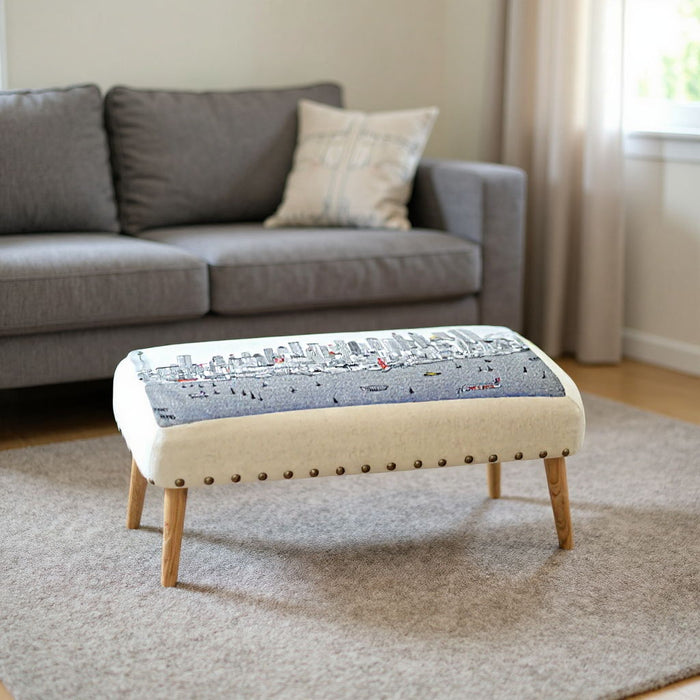 Ottoman Wool 38" - Brown / Cream