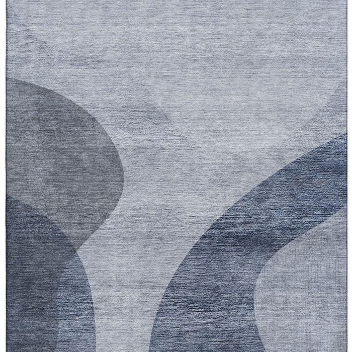 10' X 14' Geometric Washable Area Rug With UV Protection (654832) - Blue / Ivory