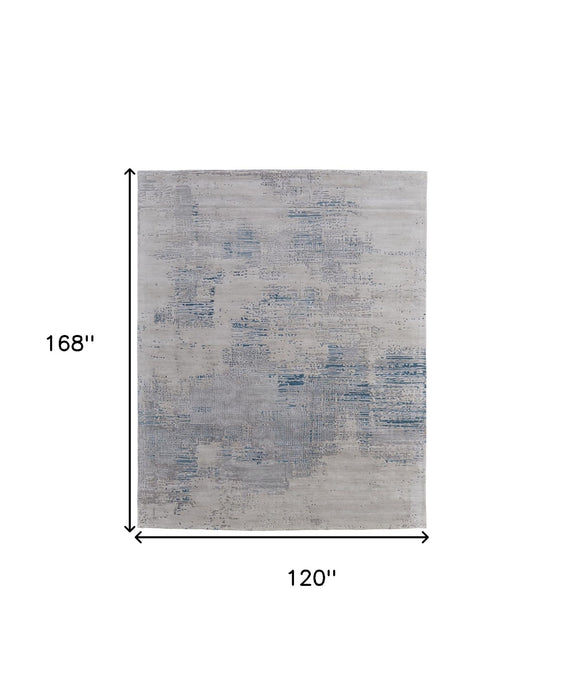 10' x 14' Abstract Hand Tufted Area Rug - Gray Taupe And Blue