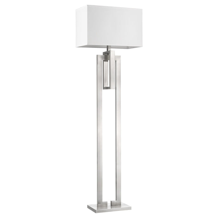 64" Traditional Shaped Floor Lamp With White Rectangular Shade - Nickel