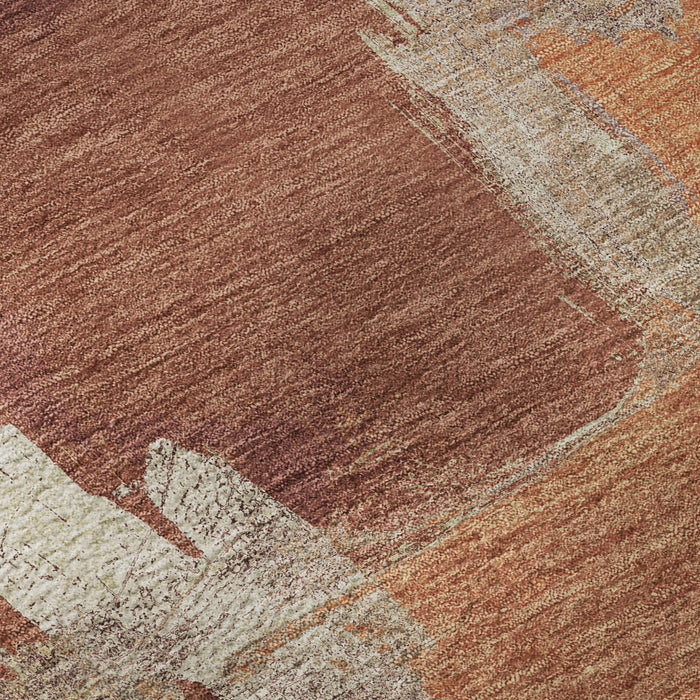 10' X 14' Abstract Washable Area Rug With UV Protection (693054) - Rust / Beige / Peach