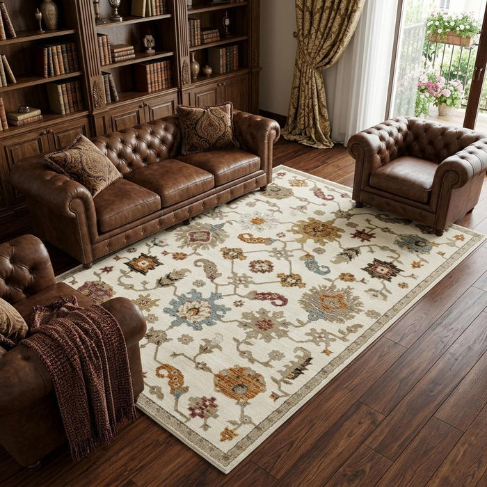 7' X 10' Oriental Area Rug (576269) - Ivory / Brown / Beige