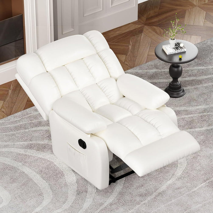 Faux Leather Manual Recliner (718688) - White