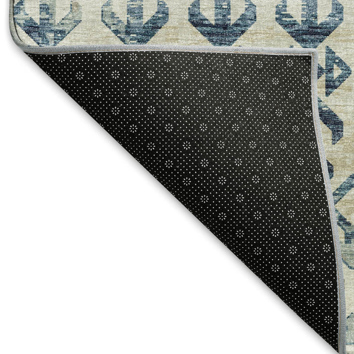 3' X 5' Tribal Washable Area Rug With UV Protection (644139) - Ivory / Blue