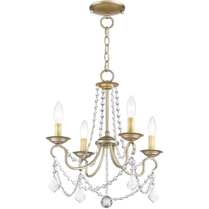 Four Light Metal Dimmable Chandelier With Shades - Silver