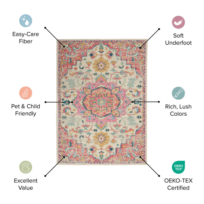 9' X 12' Floral Power Loom Area Rug - Blue / Ivory