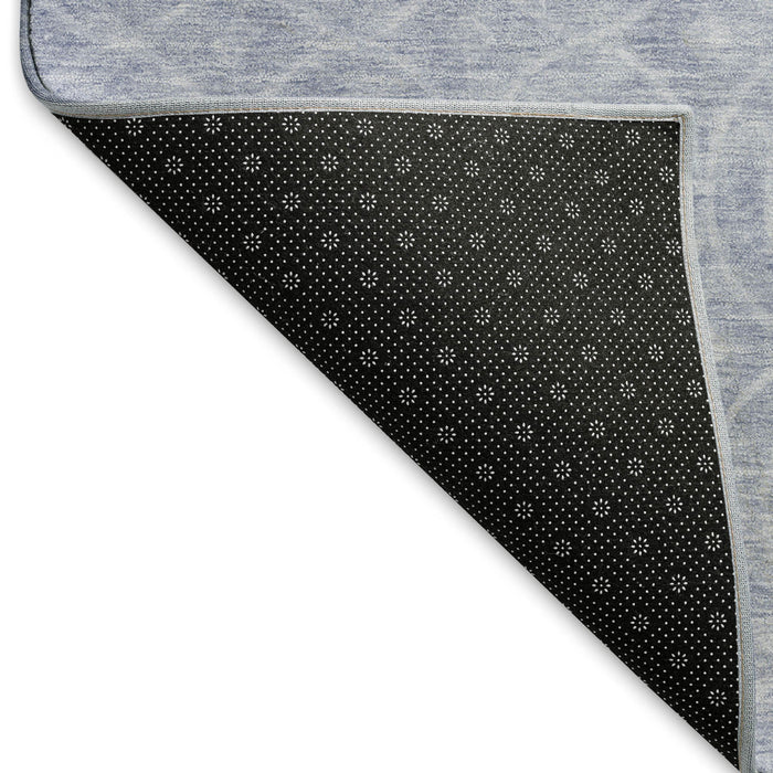 10' X 14' Geometric Washable Area Rug With UV Protection (691896) - Sky Blue / Ivory