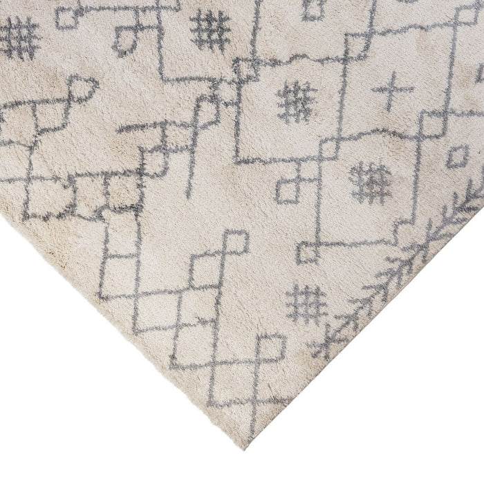 7.5' x 9.5' Geometric Shag Area Rug - Gray And Ivory