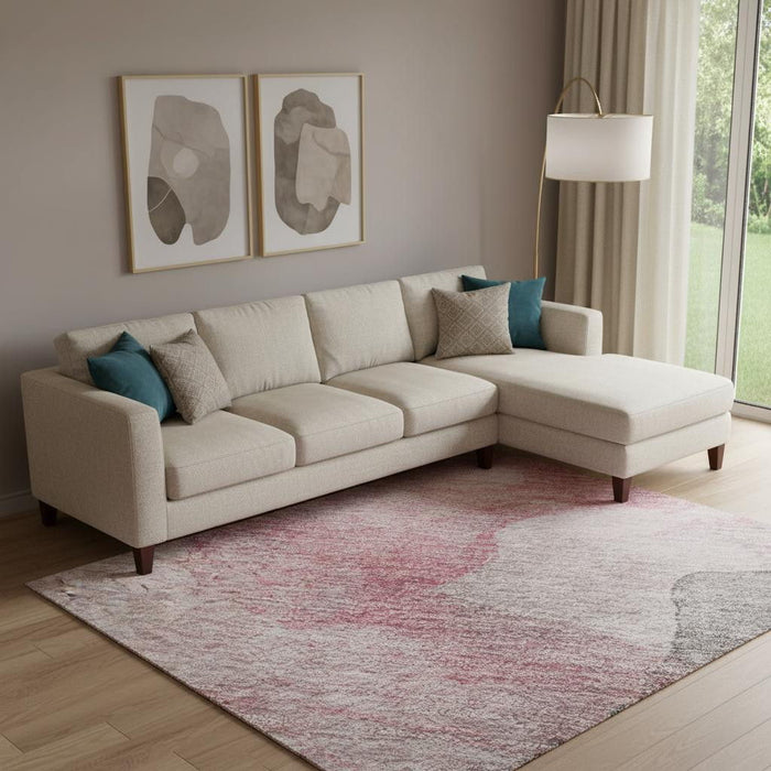 10' X 14' Abstract Washable Area Rug With UV Protection (718169) - Blush / Gray