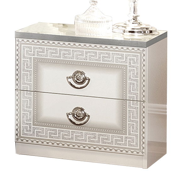 Aida - Nightstand - White / Silver