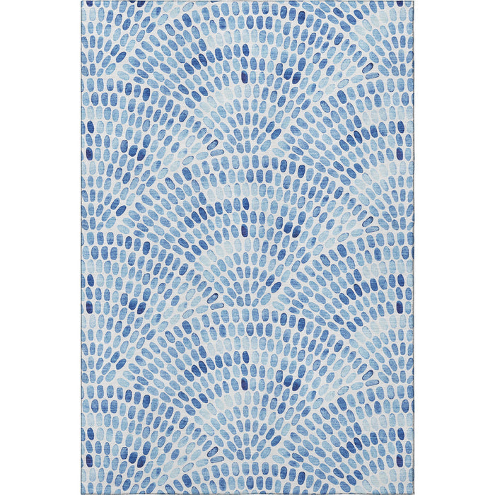 10' X 14' Geometric Washable Area Rug With UV Protection (645858) - Blue / Ivory