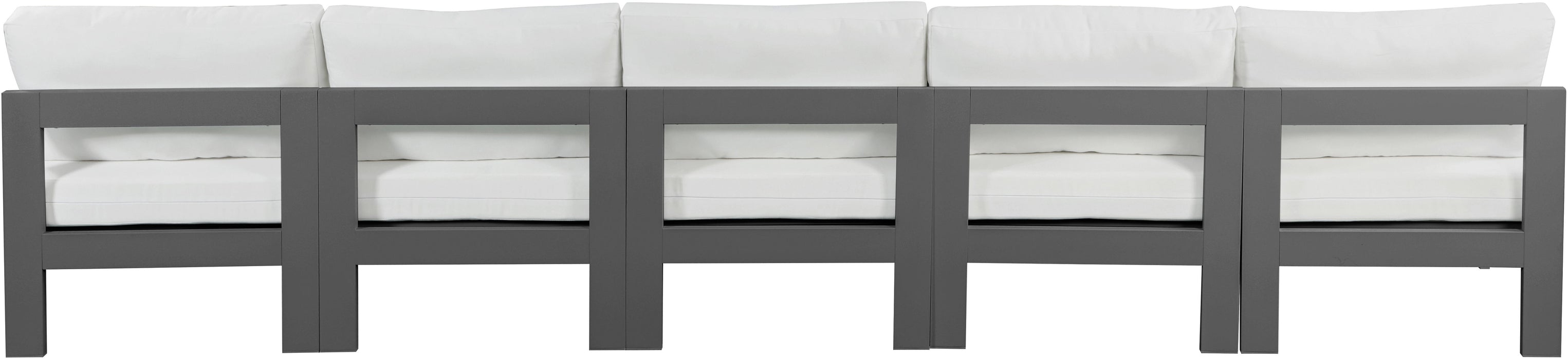 Nizuc - Outdoor Patio 5 Seat Modular Armless Sofa With Gray Frame