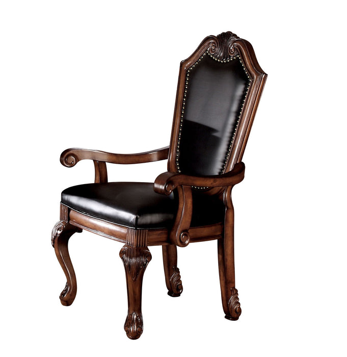 Redwood Upholstered Faux Leather Dining Arm Chairs (Set of 2) - Black