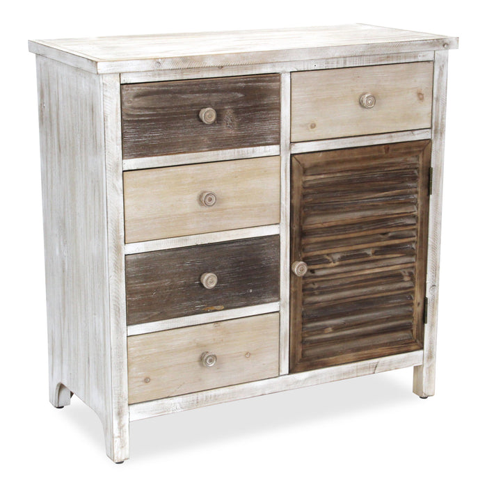 Solid Wood End Table With Five Drawers And Two Shelves - Brown