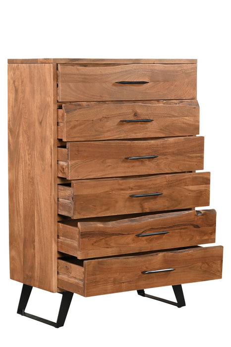 36" Live Edge Solid Wood Five Drawer Dresser - Natural