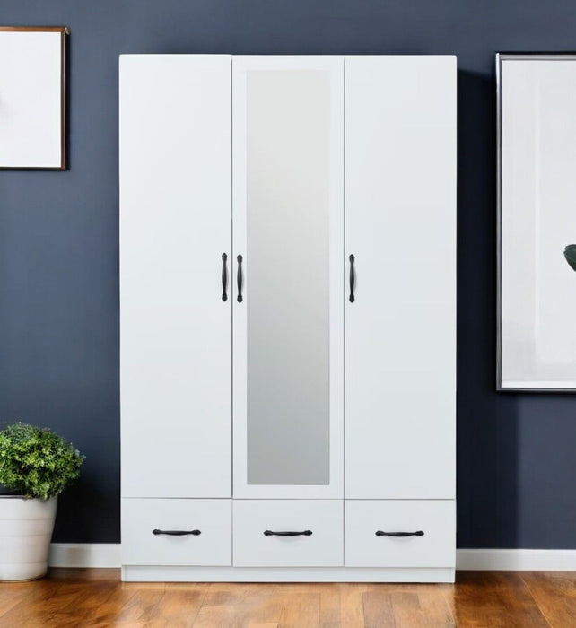74" Mirro Three Door Three Drawer Combo Dresser - White