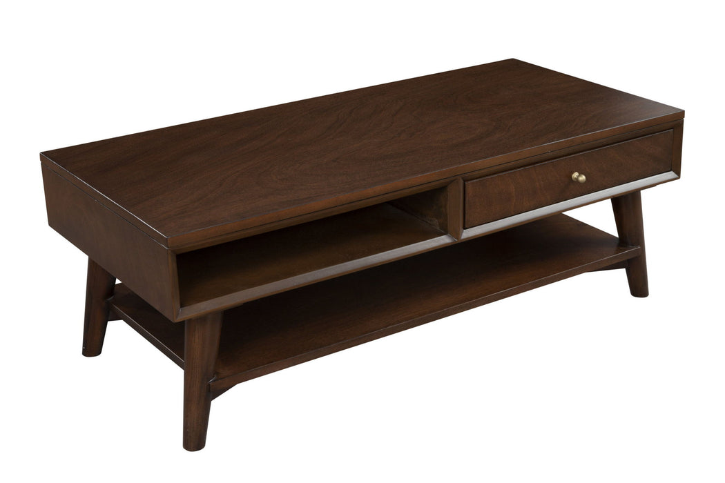 Solid And Manufactured Wood Coffee Table With Drawer - Brown