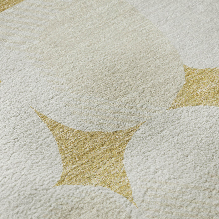 10' X 14' Abstract Geometric Washable Area Rug With UV Protection (669186) - Gold / Ivory