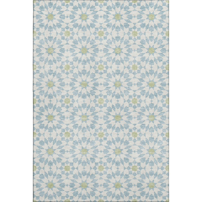 10' X 14' Transitional Geometric Washable Area Rug With UV Protection - Sky Blue