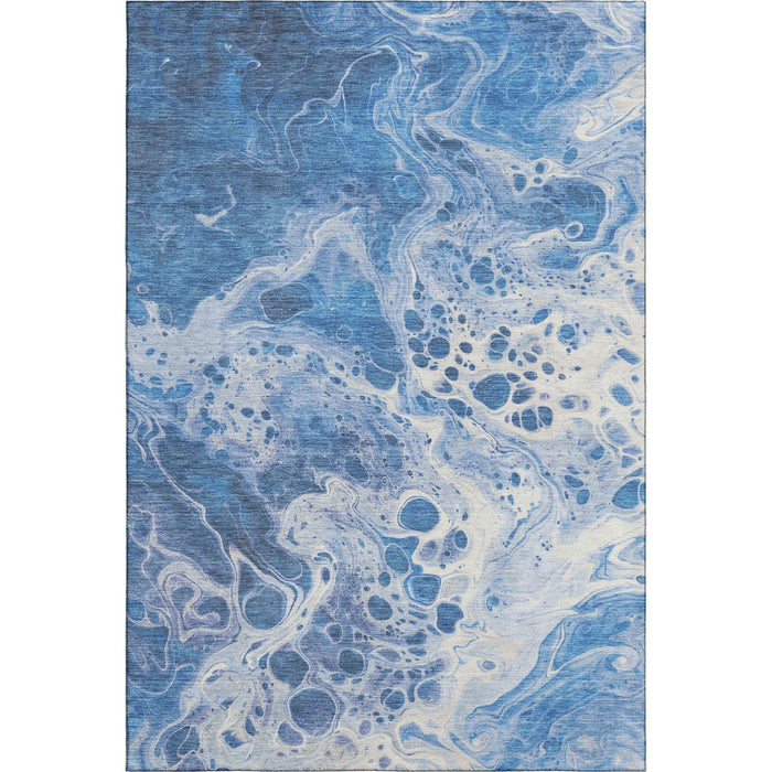 10' X 14' Abstract Washable Area Rug With UV Protection (697740) - Navy Blue / Ivory