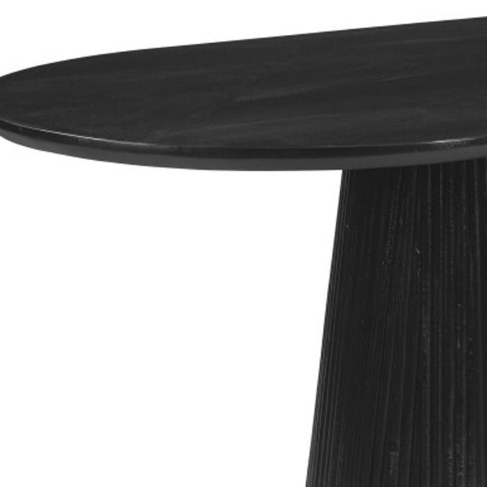 81" Solid Wood And Wood Pedestal Base Oval Dining Table - Black