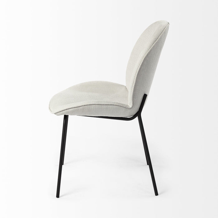 Upholstered Fabric Dining Side Chairs (Set of 2) - White