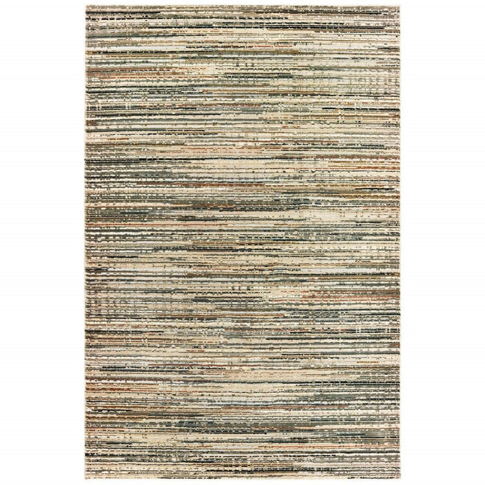9' x 12' Abtract Lines Indoor Area Rug - Ivory Sage