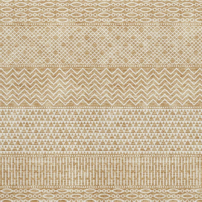 10' X 14' Striped Washable Area Rug With UV Protection (674778) - Gold / Ivory