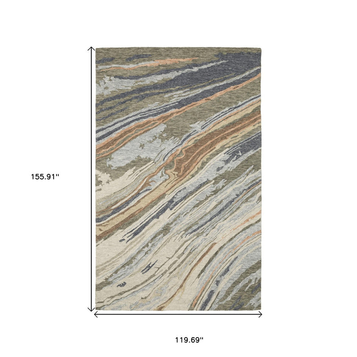 13' X 10' Wool Abstract Hand Tufted Area Rug - Gray And Blue