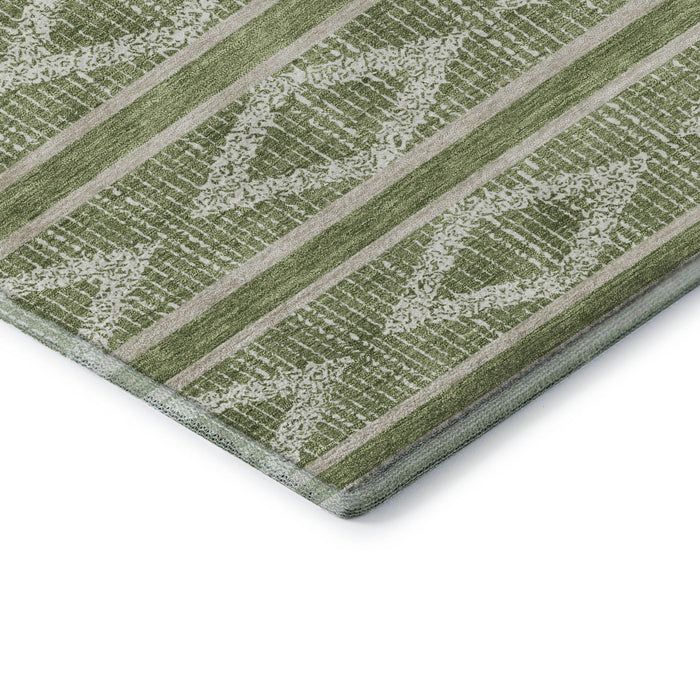 10' X 14' Geometric Washable Area Rug With UV Protection (680771) - Green / Beige