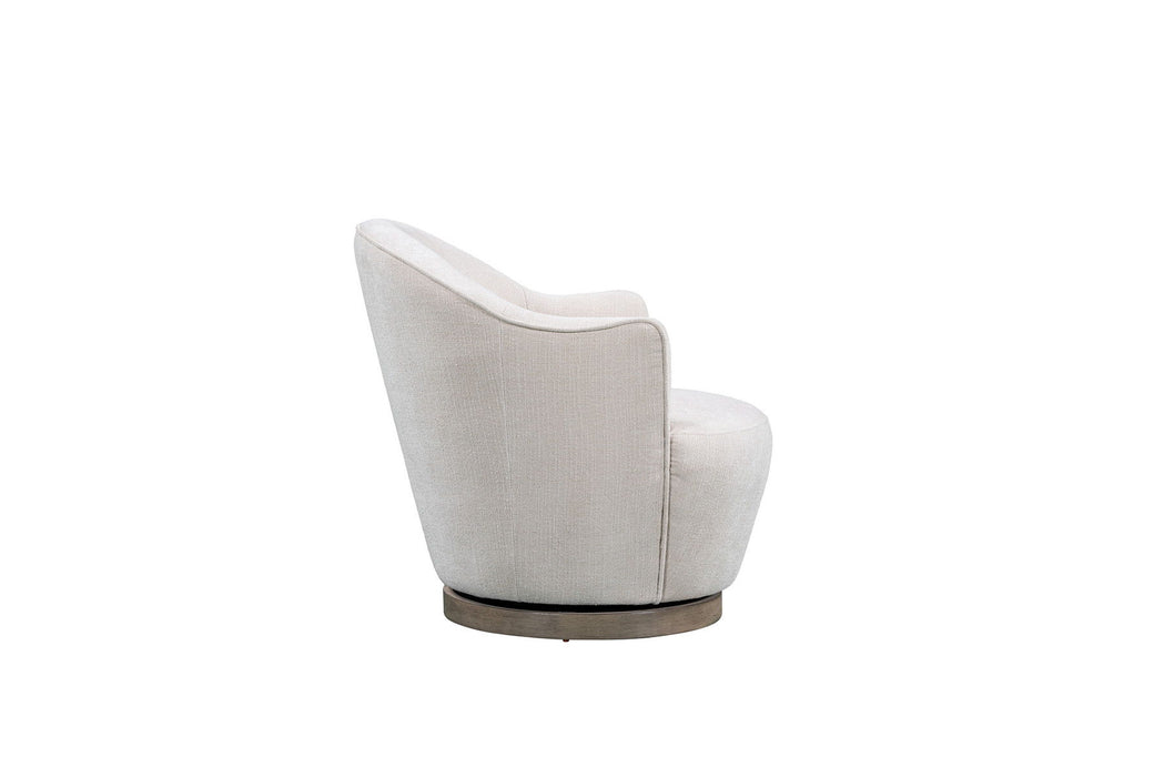 27" Contemporary Fabric Swivel Barrel Chair - Off White