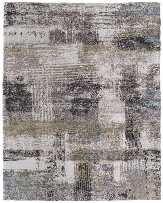 10' X 13' Industrial Abstract Distressed Area Rug - Gray