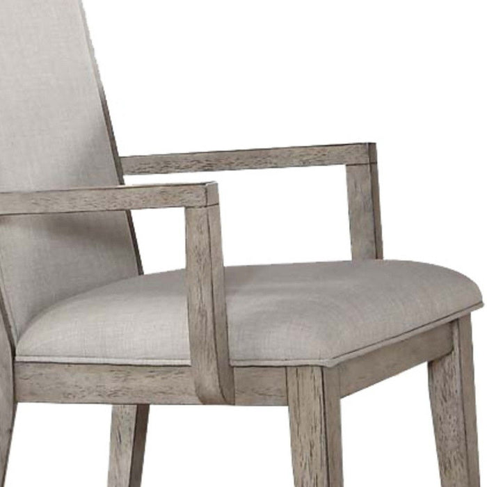 Fabric And Solid Wood Dining Arm Chairs (Set of 2) - Gray