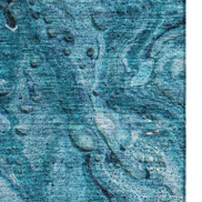 8' X 10' Abstract Washable Area Rug With UV Protection (653462) - Sky Blue / Ivory