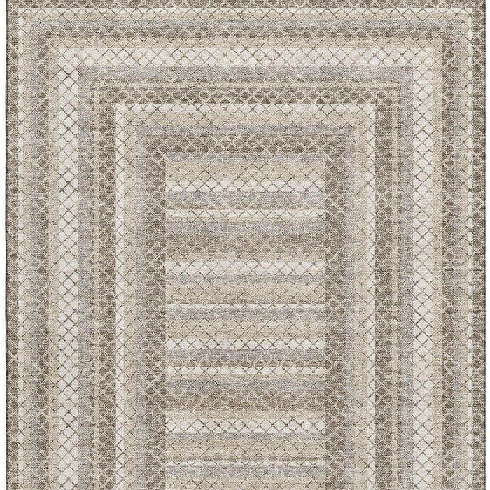 10' X 14' Geometric Washable Area Rug With UV Protection (710897) - Taupe / Ivory / Gray