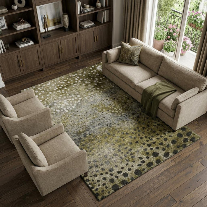 10' X 14' Polka Dot Washable Area Rug With UV Protection (683650) - Brown / Gray / Beige