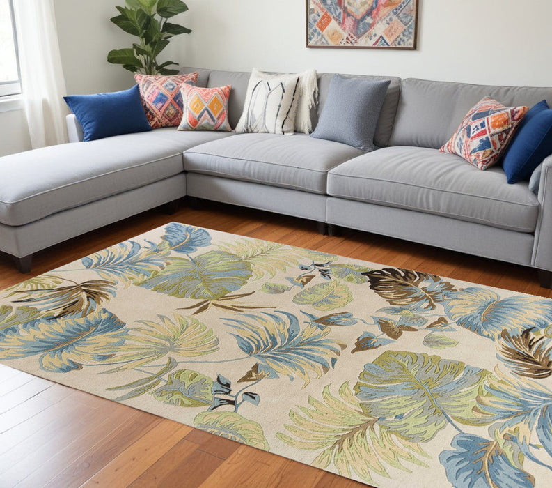 8' x 10' 6 Wool Area Rug - Ivory Or Blue