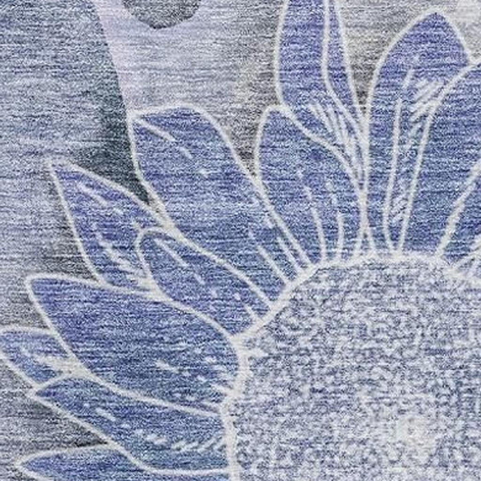 8' X 10' Floral Washable Area Rug With UV Protection (656793) - Blue / Ivory