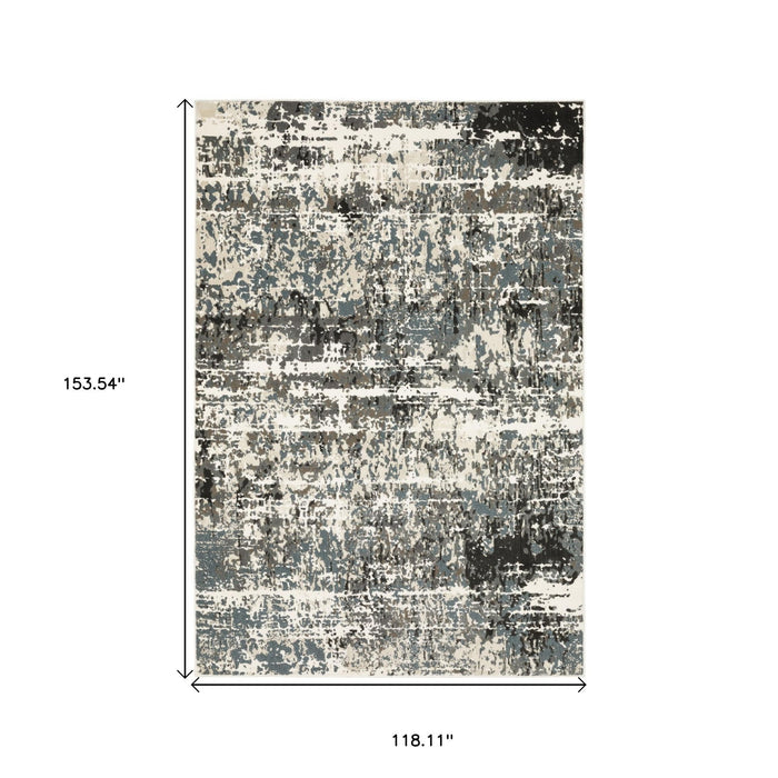10' X 13' Abstract Area Rug - Ivory And Gray