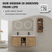 Giga 48-inch wall-mounted bathroom vanity with double resin sinks, soft-close doors, plywood construction, and oak finish.