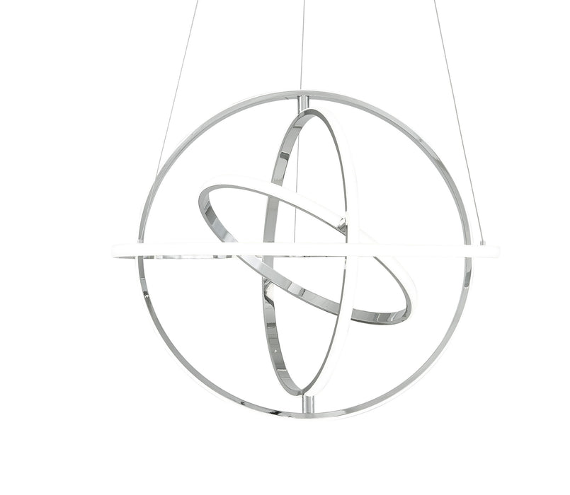 Four Light Metal LED Dimmable Chandelier - Silver