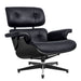 Black tufted genuine leather swivel lounge chair with matching ottoman, featuring a sleek modern design by HomeRoots.
