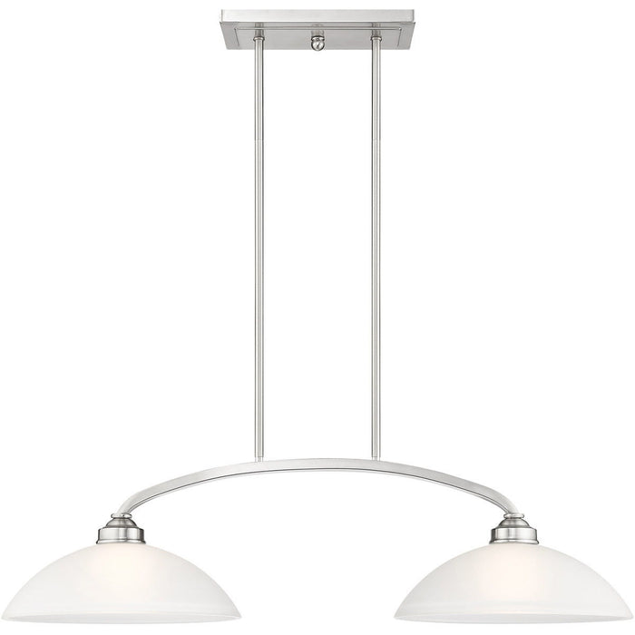10" Two Light Dimmable Chandelier With Shades - Nickel