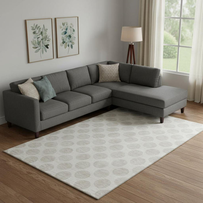 10' X 14' Polka Dot Washable Area Rug With UV Protection (673219) - Ivory / Beige