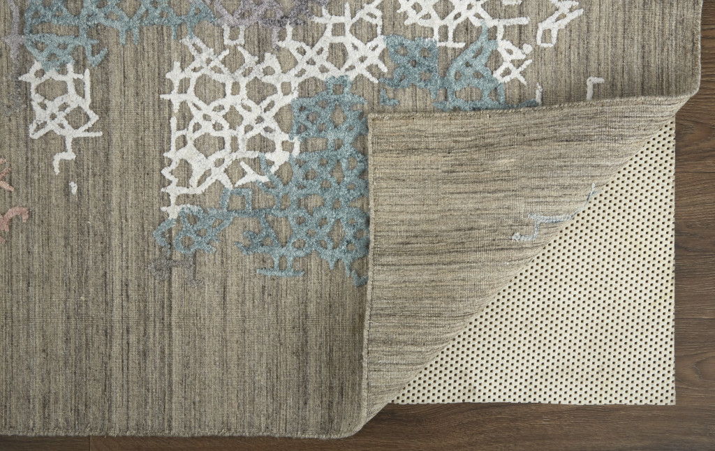 9' x 12' Abstract Hand Woven Area Rug - Pink Blue And Taupe