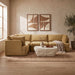 Velvet performance fabric upholstered Meridian Furniture 4-piece sectional sofa, stationary design with plush cushions and modern style.
