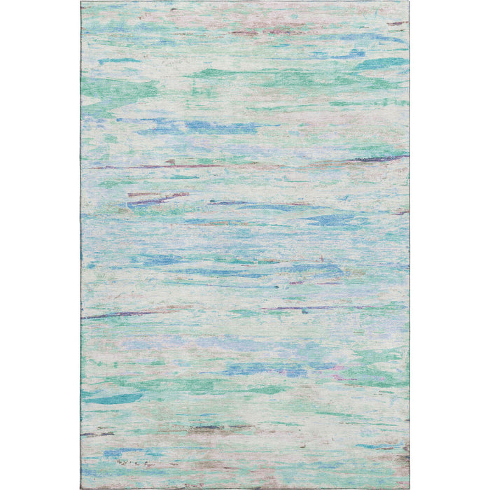 10' X 14' Abstract Washable Area Rug With UV Protection (710154) - Teal / Ivory